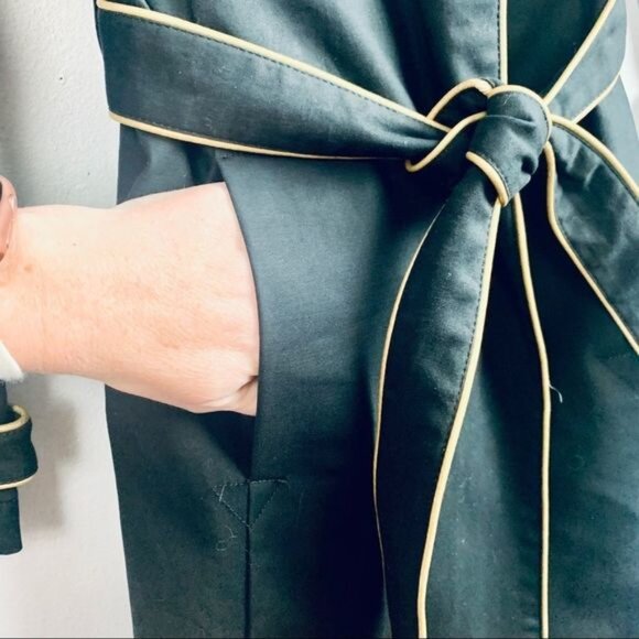 Marciano Luxury Gold Piped Black Trench Dress Coat - Picture 7 of 15